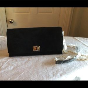 Elegant Black Suede Clutch